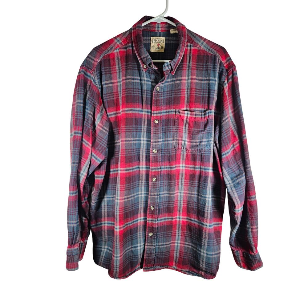 Red Head Brand Co. Men's Red Gray Plaid Long Sleeve Flannel‎ Size XL